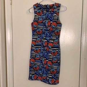 Topshop Floral Scuba Bodycon Dress Size 2